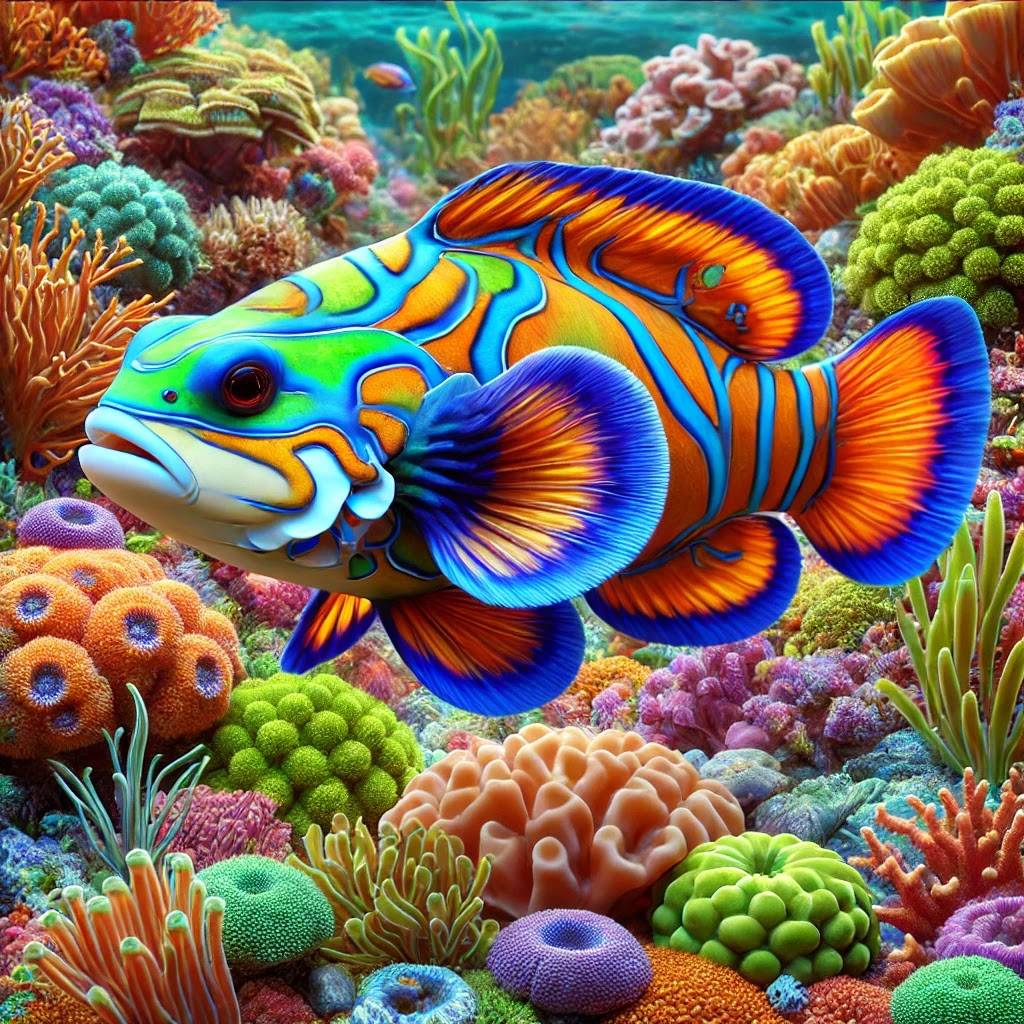 Mandarin fish, Synchiropus splendidus, Pacific Ocean