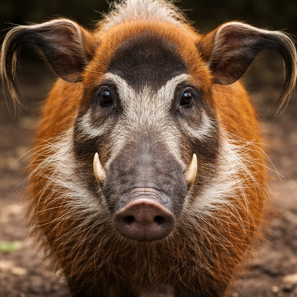 Red river hog, Red river hog facts, Potamochoerus porcus, Most colorful wild pig, African wild hog species, Red river hog habitat